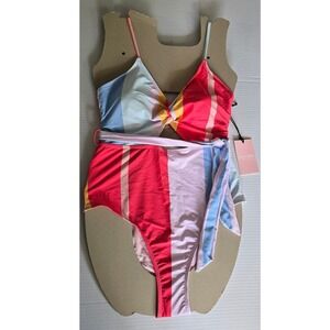 Juicy Couture Color Block One Piece Swimsuit With Belt New MSRP $98‎